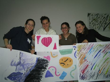 1276. yael, yaffa, me, devora with our paintings