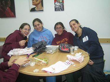 357. yael, aliza, me, and yaffa eating burgers bar